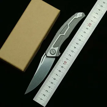 Сгъваем нож LEMIFSHE Quantum Flipper с нож 9Cr18Mov и дръжка от титанова сплав за къмпинг сред природата, лов, оцеляване, кухненско EDC инструмент