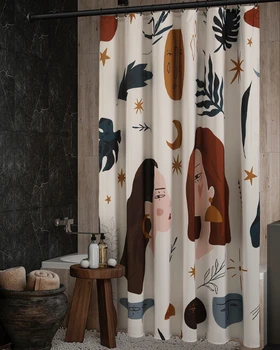 Серия Portrait Водоустойчива душ завеса за душ от полиестер, вграждане за баня, брезент, удебелена плат за защита от мухъл, аксесоари за дома