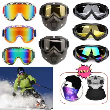 Ски очила, Ветроупорен каране мотоциклетни очила, зимни фарове за ски очила за сноуборд, Ски маска, тактически очила с изпъкнали очи