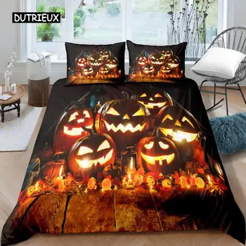Хелоуин пухени набор от празника Хелоуин призрак на тиквата тематични спално бельо за вашето дете, момче, юноша от микрофибър Кралица размер на пухени