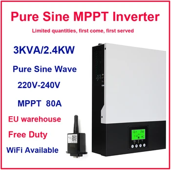 Хибриден инвертор SCMK 2400W 3000VA 24V 220V Слънчев инвертор чист синусите за домашно електричество