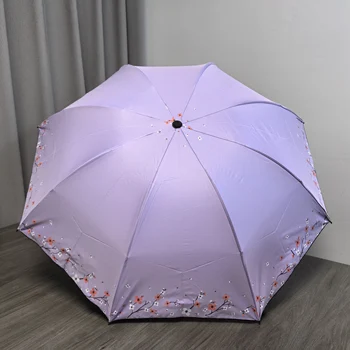 Чадър от дъжд Simple flower 8K edge, сгъваем чадър от дъжд и слънце, Малко прясно винил чадър от слънцето